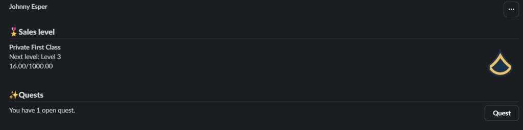 Quest Profile View Slack Gamification